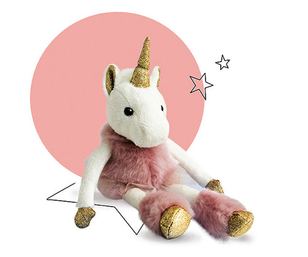 Doudou et Compagnie Gold Glitter Unicorn Soft Toy